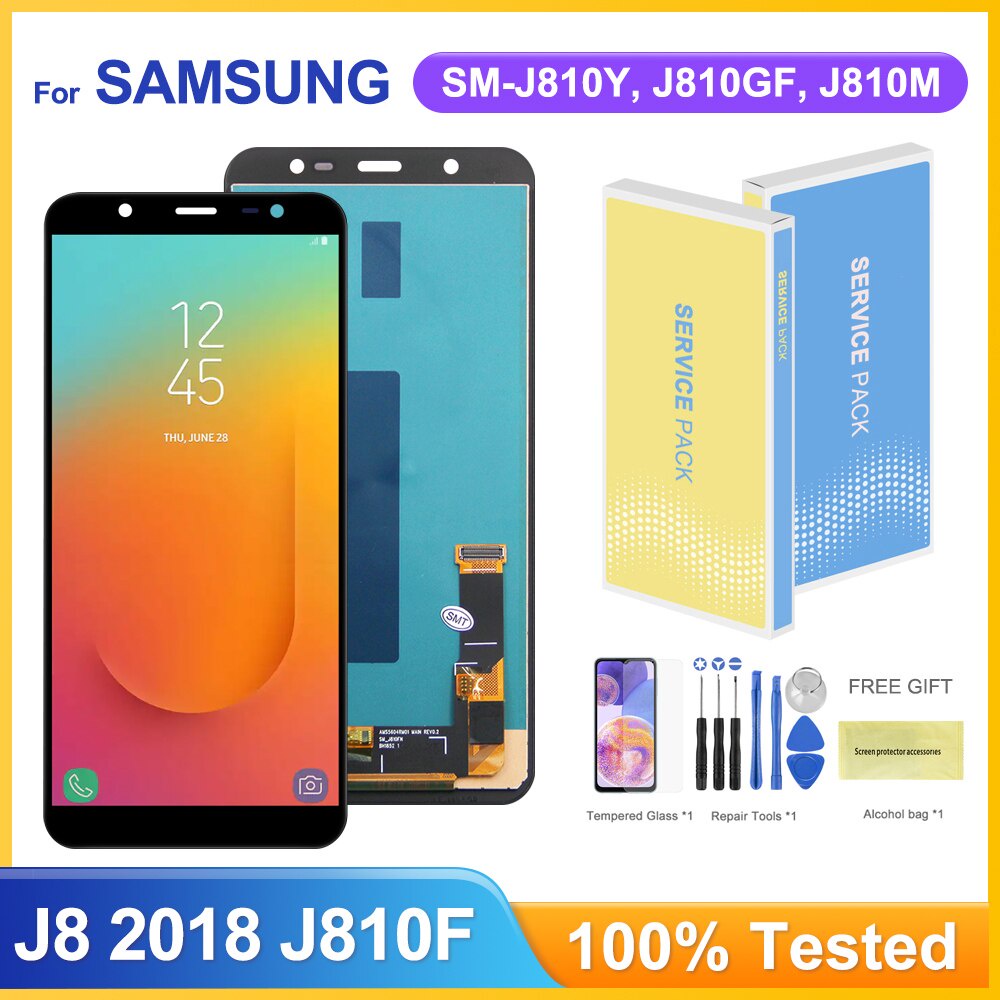100% ทดสอบจอแสดงผลสําหรับ Samsung Galaxy J8 J810 J810F J810G J810M จอแสดงผล Lcd Touch Screen Digitiz