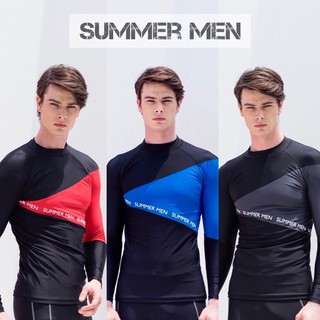 (เฉพาะเสื้อ) เสื้อดำน้ำผู้ชายแขนยาวกันยูวี (สวมหัว) by SummerMen