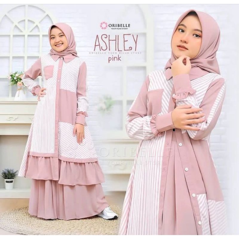 Katun Asley Kids Set 2in1 Manggo Crepe Mix Cotton Channel Tunic + ชุดกระโปรงสําหรับวัยรุ่น Musliah C