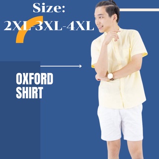 เสื้อเชิ้ตคอจีน Big size ไซส์ใหญ่ คอจีน/แขนสั้น 2XL-3XL-4XL ผ้า OXFORD เสื้อคนอ้วน เสื้อคอจีนแขนสั้นไซส์ใหญ่