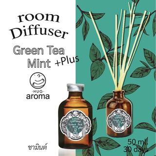 กลิ่น ชาเขียว ผสม มินท์ 50 ML ก้านไม้หอม น้ำหอมปรับอากาศ อโรม่า Hug Aroma Reed Diffuser  ภายในบ้าน Green Tea Mint 50 ML