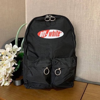 กระเป๋าสะพายเป้Off white canvas split logo backpack