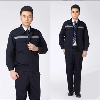 083เสื้อช่าง ผ้าคอมทวิว ทรงมาตราฐาน เนื้อดีคงทน เสื้อชอป เสื้อช็อป พื้นดำ