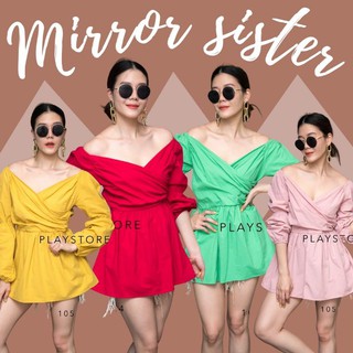 🔖ป้าย MiRRoRSiSTER เสื้อตัวยาวคลุมสะโพก ดีไซน์แซ่บ ดีเทลอกไขว้