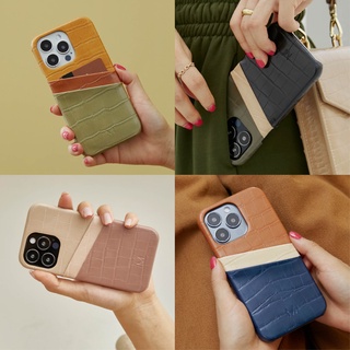 (โค้ด8MUSE65ลด65.-)(13 series)MUSE 3Tone Card Holder Phone Case EARTH TONE