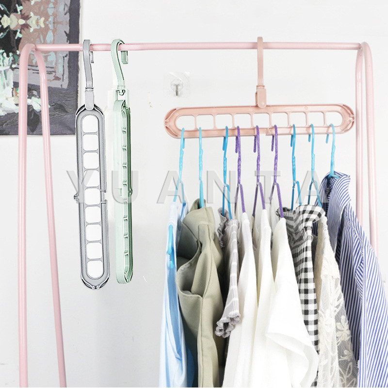 YUANTA ไม้แขวนเสื้อ 9 ช่อง หมุนได้ 360 องศา ประหยัดพื้นที่ 9 Slots Rotatable Hanger