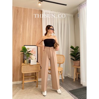 Ella Trousers(1)XS-3XL ลด20%โค้ดMMSEP1 กางเกงขากระบอกเอวสูง เก็บสะโพก พรางหุ่นงานตัดTHESUNCO