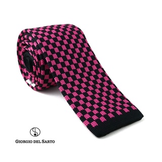 Giorgio Del Sarto Knitted Necktie Pink with Fabric Texture เนคไทไหมพรมสีชมพูมีเท็กเจอร์