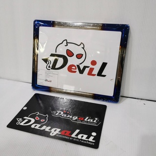 กรอบป้ายทะเบียนมอเตอร์ไซค์ งานไทเทเงิน ไทเททอง งานหนา กรอบป้ายแบรนด์เดวิล Devil งานสั่งทำใหม่ - ไทเทเงิน ไทเททอง