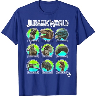 [S-5XL]เสื้อยืด ผ้าฝ้าย พิมพ์ลายกราฟฟิค Jurassic World Two Dino Heads Chart แฟชั่นสําหรับผู้ชาย