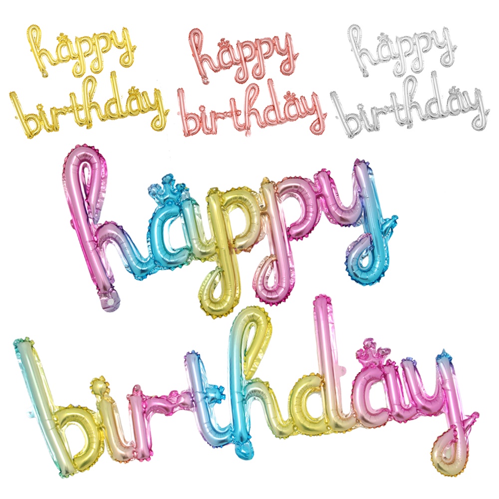 แบนเนอร์ลูกโป่งรูปตัวอักษร Happy Birthday สําหรับตกแต่งปาร์ตี้วันเกิดเด็ก