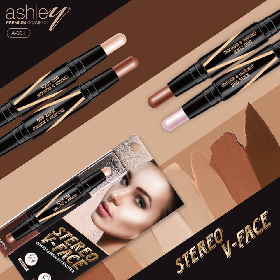 Ashley Stereo v-face Contour & Hilight Duo Stick [A-301] ไฮไลท์ คอนทัวร์ แอชลีย์