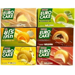 EURO CAKE ยูโร่ พัฟเค้ก สอดไส้ครีมรสคัสตาร์ด 204 ก. แพ็ค 12 ชิ้น ชิ้นใหญ่