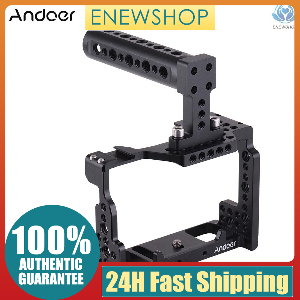 【enew】Andoer Camera Cage + Top Handle Kit Video Film Movie Making Stabilizer Aluminum Alloy with Col