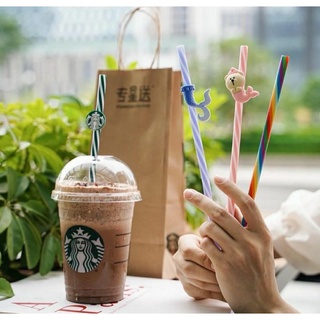 Starbucks หลอดดูดและท็อปเปอร์ ใช้ซ้ําได้