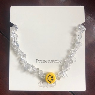 pomee.store สร้อยคอลูกปัดหินใส smiley