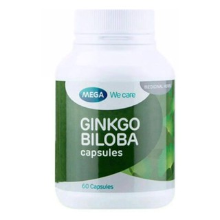 Mega Wecare Ginkgo Biloba 60 Capsules เมก้าจิงโกะบิโลบา60 แคปซูล บำรุงสมอง ลดอาการวิงเวียนบ้านหมุน