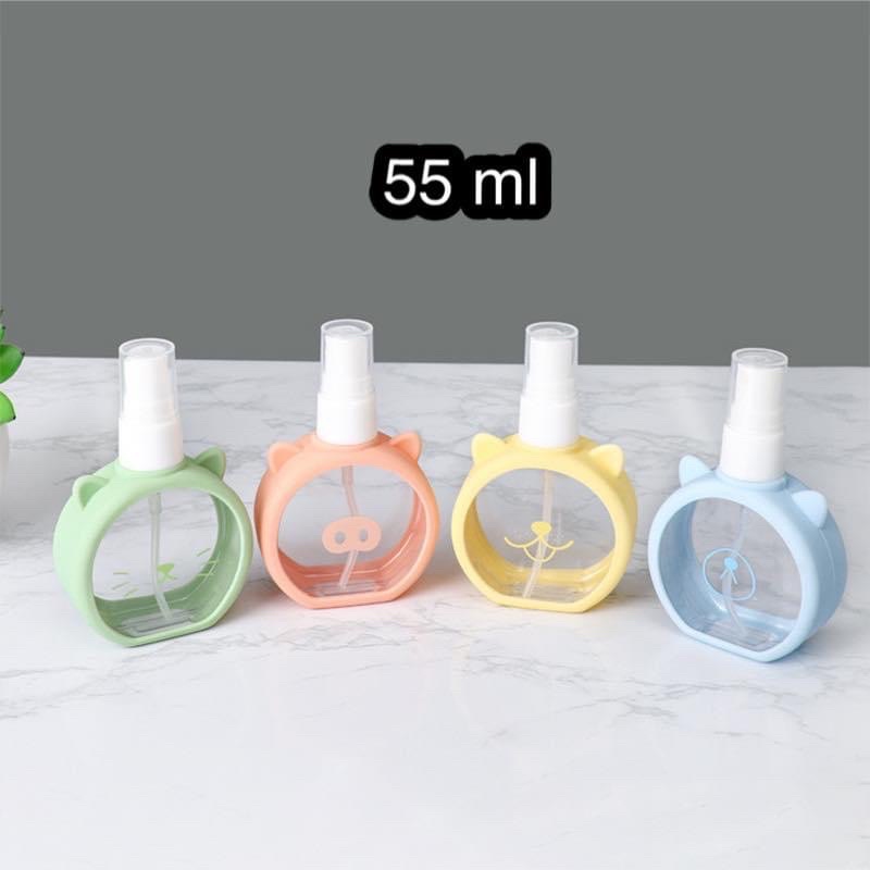 ขวดสเปรย์พกพาน่ารัก 55ml ขวดเปล่า ใส่แอลกอฮอล์ ใส่น้ำหอม หุ้มซิลิโคนอย่างดี สีสันสวยงาม เกรดพรีเมี่ยม