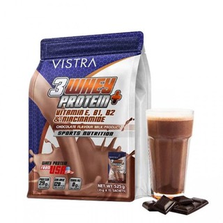 VISTRA Sport 3 Whey Protein+ เสริมสร้างกล้ามเนื้อกลิ่นช๊อกโกแลต 525g