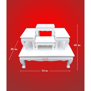 โต๊ะหมู่บูชาหมู่ 5 หน้า 4 สีขาว ไม้กระท้อน สั่ง 2 ชุด ราคาส่ง