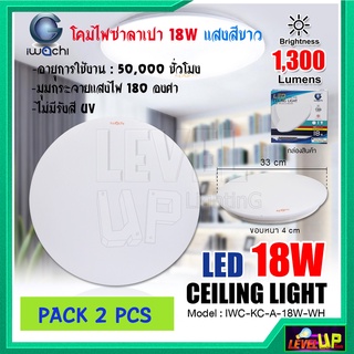 โคมไฟติดเพดาน โคมไฟซาลาเปา 18 วัตต์  โคมไฟเพดานกลม โคมไฟ LED IWACHI 18W  แสงสีขาว DAYLIGHT (แพ็ค 2 หลอด)