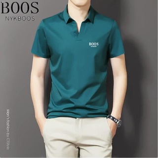 ใหม่ NYK BOOS เสื้อโปโล แขนสั้น คอวี คอปก ผ้าไหมหม่อน คุณภาพสูง สีทึบ แฟชั่นฤดูร้อน ผู้ชาย 2021