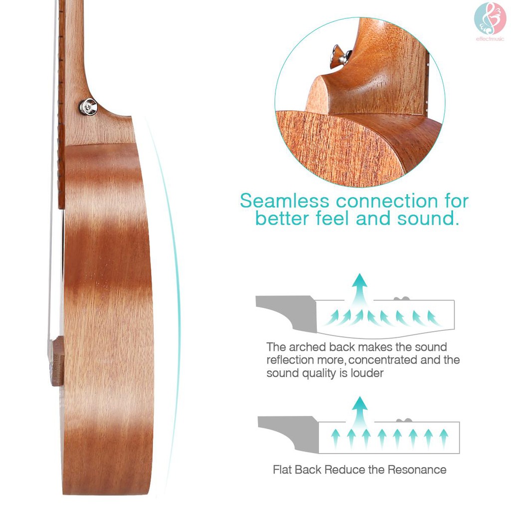 E*M ammoon 23 Inch Acoustic Concert Ukulele Kit Mahogany Plywood