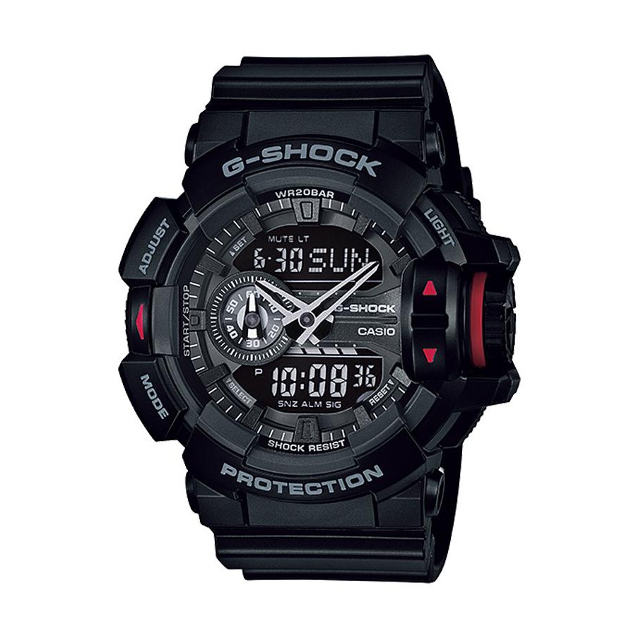 Casio G-Shock นาฬิกาข้อมือผู้ชาย สายเรซิ่น รุ่น GA-400,GA-400-1B - สีดำ