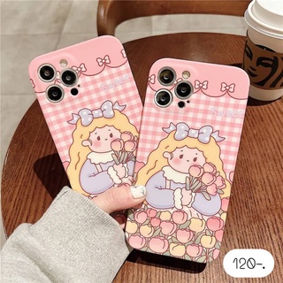 เคสโทรศัพท์ลายการ์ตูน เคสลายการ์ตูน กันเลนส์กล้อง 💗เด็กหญิงช่อทิวลิป