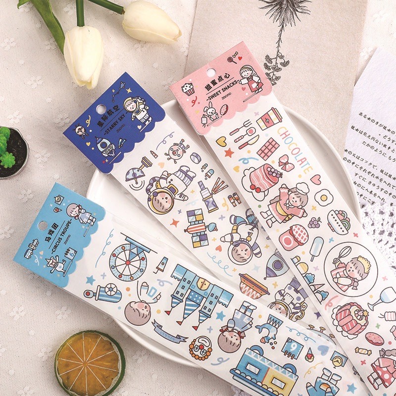 สติ๊กเกอร์ สติ๊กเกอร์น่ารัก ตกแต่งชิ้นงาน สมุด หนังสือ แผ่นใหญ่ คุ้มมาก