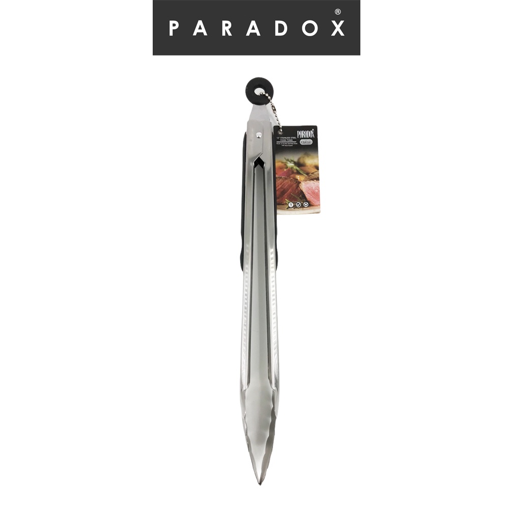 Paradox : ที่คีบสแตนเลส ยาว 12 นิ้ว เเบบมีซิลิโคนที่ด้ามจับ 12 " Stainless Steel Food Tong Z0028