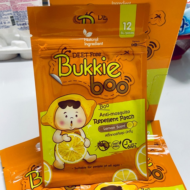 สติกเกอร์กันยุง ยี่ห้อ บัคกี้บู Bukkie Boo ซองละ 12 ชิ้น