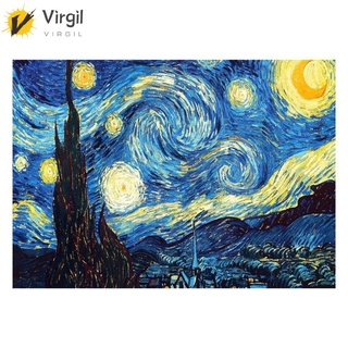 ( Virgil ) ภาพจิตรกรรมปักครอสติสลาย Starry Night 5 D ติดประดับเพชร Diy สําหรับตกแต่งบ้าน