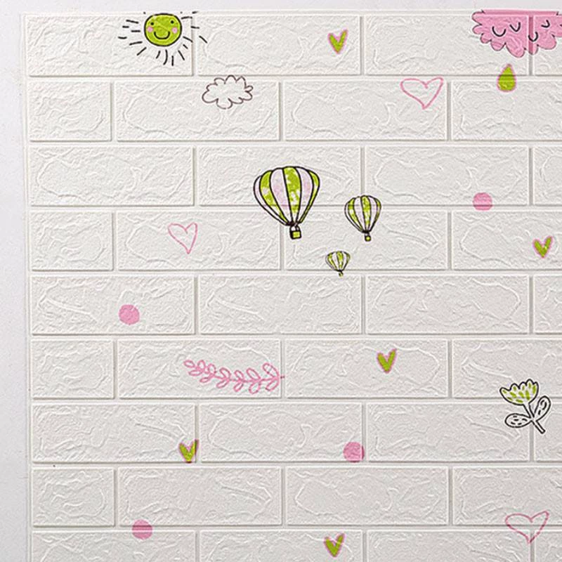 ✔️ถูกที่สุด✔️วอลเปเปอร์ติดผนัง 3 มิติ ขนาด 70x77 cm. ลายกำแพงอิฐ สีขาว มีกาวในตัว Wallpaper 3D #WP001 thumbnail 6