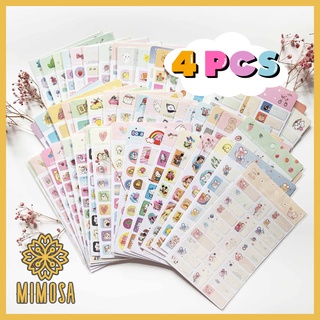 MIMOSA (4 PCS) สติ๊กเกอร์ชื่อ Sticker Name PVC ลายการ์ตูนน่ารัก สติ๊กเกอร์สำหรับเขียนชื่อ กันน้ำ ติดหนังสือ ติดล๊อคเกอร์