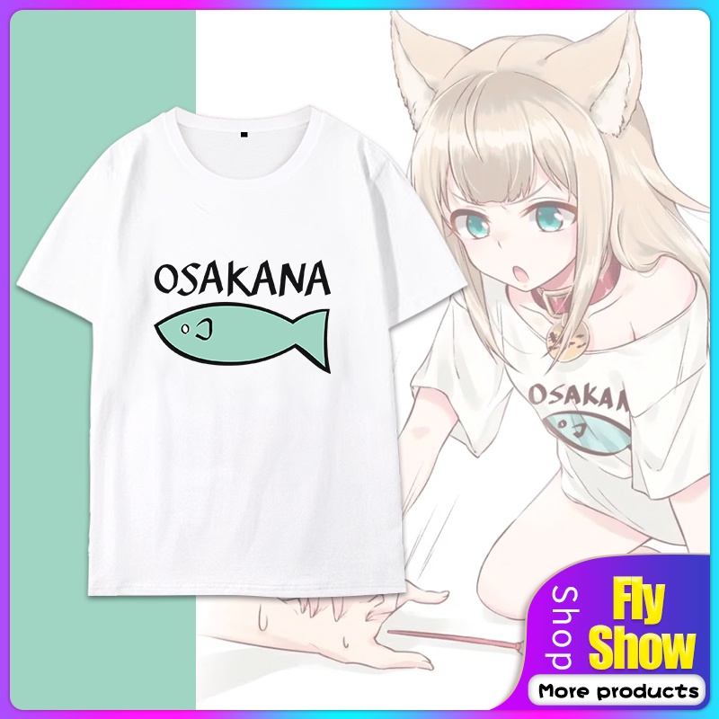 เสื้อยืดแขนสั้น พิมพ์ลาย Osakana 40Hara Cat Kitty Hsiu สีขาว คอสเพลย์ 40Hara