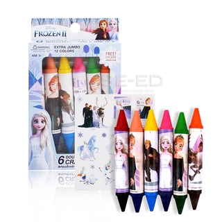 สีเทียนเอ็กตร้าจัมโบ้ 6 แท่ง 12 สี โฟรเซ่น ดิสนีย์ EXJ006DB-FZ