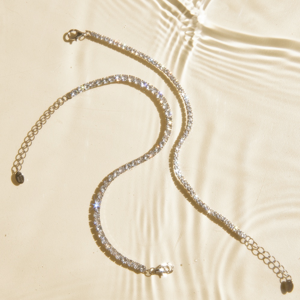 [ส่งด่วนฟรี]SWAN - Diamond 2mm Stone Bracelet สร้อยข้อมือเงินแท้ ฝังเพชรคิวบิกเซอร์โคเนีย