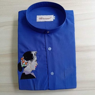 เสื้อเชิ้ดแขนยาว  ปักลาย aung san suu kyi