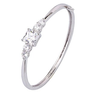 TANITTgems กำไลข้อมือทองคำขาวฝังเพชร Princess Cut #760