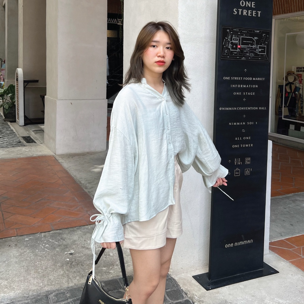 ลด 𝟲𝟬.-พิมพ์ NTBCTT nature.bkk - TP1030 เสื้อแขนยาวผ้าเทกเจอร์