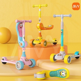 Amy Mall kids scooter สกู๊ตเตอร์พับได้ สกู๊ตเตอร์เด็ก 5 ปีขึ้นไป สกู๊ตเตอร์ 3ล้อ ล้อมีไฟ ปรับความสูงได้ 3ระดับ พร้อมเพลง