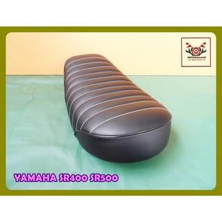 YAMAHA SR400 SR500 "BLACK" COMPLETE SEAT with "WHITE" STITCHING // เบาะ เบาะรถมอเตอร์ไซค์ สีดำ ผ้าลอน ตูดมน ด้ายขาว