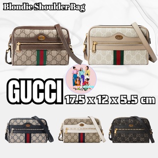 Gucci Ophidia series GG Supreme กระเป๋าถือผ้าใบขนาดเล็ก/กระเป๋าซิป/กระเป๋าโซ่/กระเป๋าสะพายข้าง