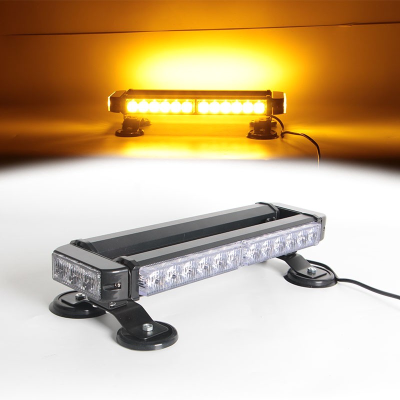 FS ไฟไซเรนติดหลังคา 2ท่อน 4หน้า มีข้าง LED แสงแรง 3W ความยาว38CM พร้อมขาแม่เหล็กครบชุด สีเหลือง