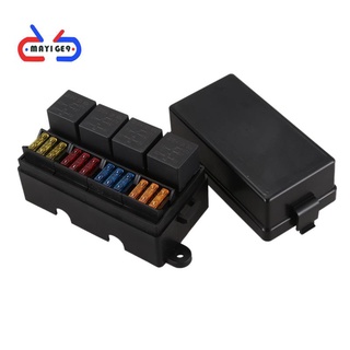 กล่องฟิวส์ 12 Way Blade พร้อมขั้วจอบ 4 ชิ้นและฟิวส์ 4Pin 12V 80A Relays สําหรับรถยนต์รถบรรทุกเรือ