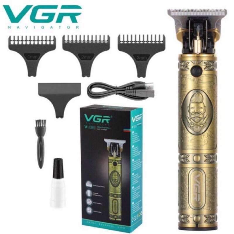 สินค้าพร้อมส่ง VGR V-085 ปัตเลี่ยนไร้สาย กันขอบ แต่งลาย ตัวเครื่องลายสไตล์วินเทจ ใช้สำหรับเก็บขอบ แต่งหนวด