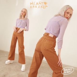 DADDY | Heartbraker jeans กางเกงยีนส์ทรงกระบอกขายาว สีน้ำตาล