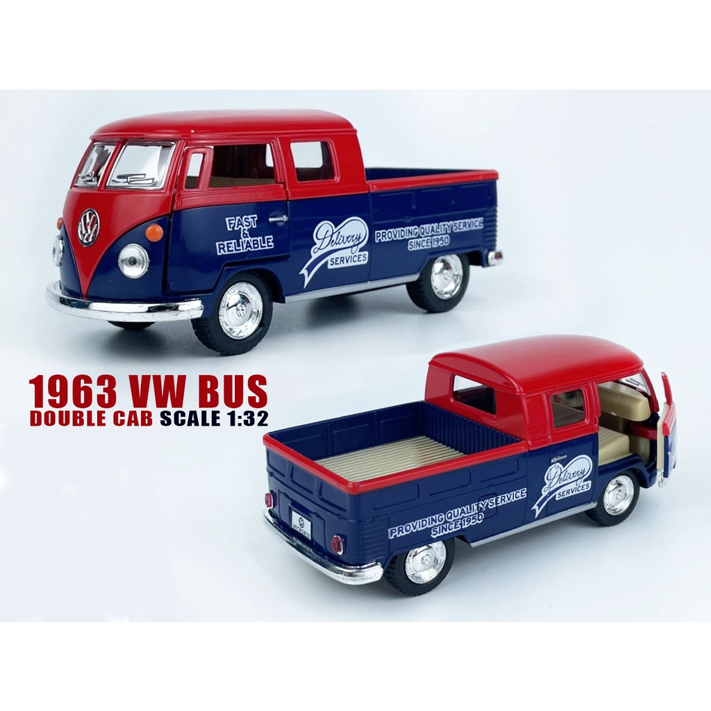 รถโมเดลเหล็ก โมเดลรถโฟล์คตู้กระบะ Volkswaken Double Cab Pickup scale 1:34 (1:32) VW bus