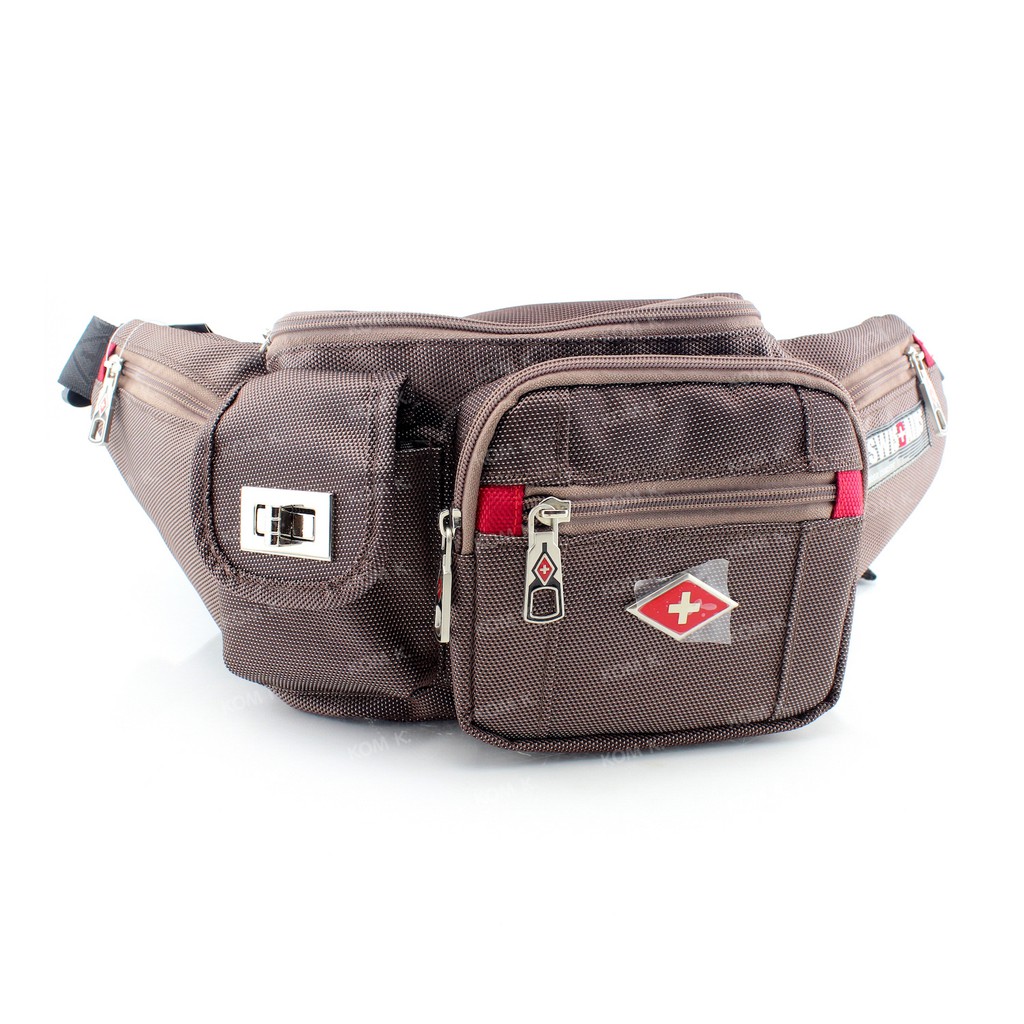Chom888shop SwissAirsกระเป๋าคาดเอว/คาดอกรุ่นKS-514/Brownของแท้ 100%(Warranty leafletถูกต้องตามกฎหมาย